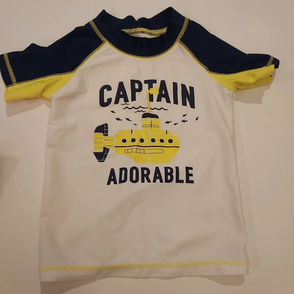 Carter's Baby Boy Captain Adorable Swimsuit Truck and Rashguard Set in Size 24M - Picture 2 of 7